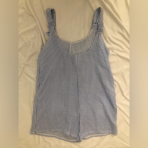 Blue And White Stripped Cover Up/Romper - Picture 2 of 3